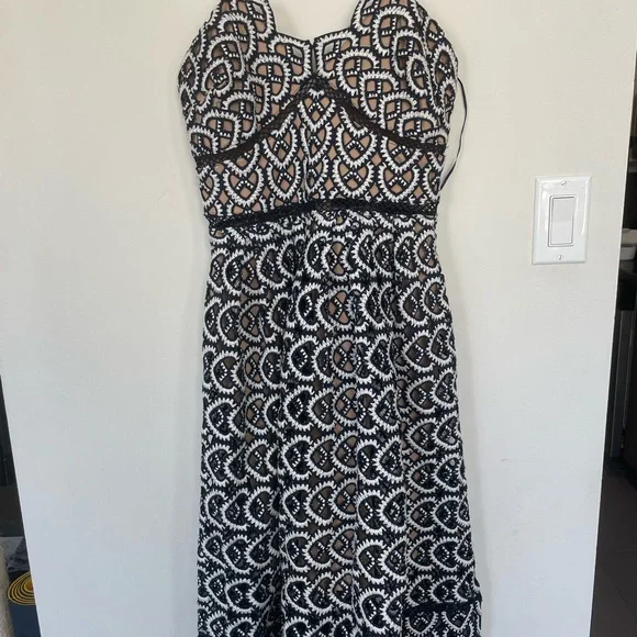 Elegant Black and White Lace Dress - Picture 1 of 1